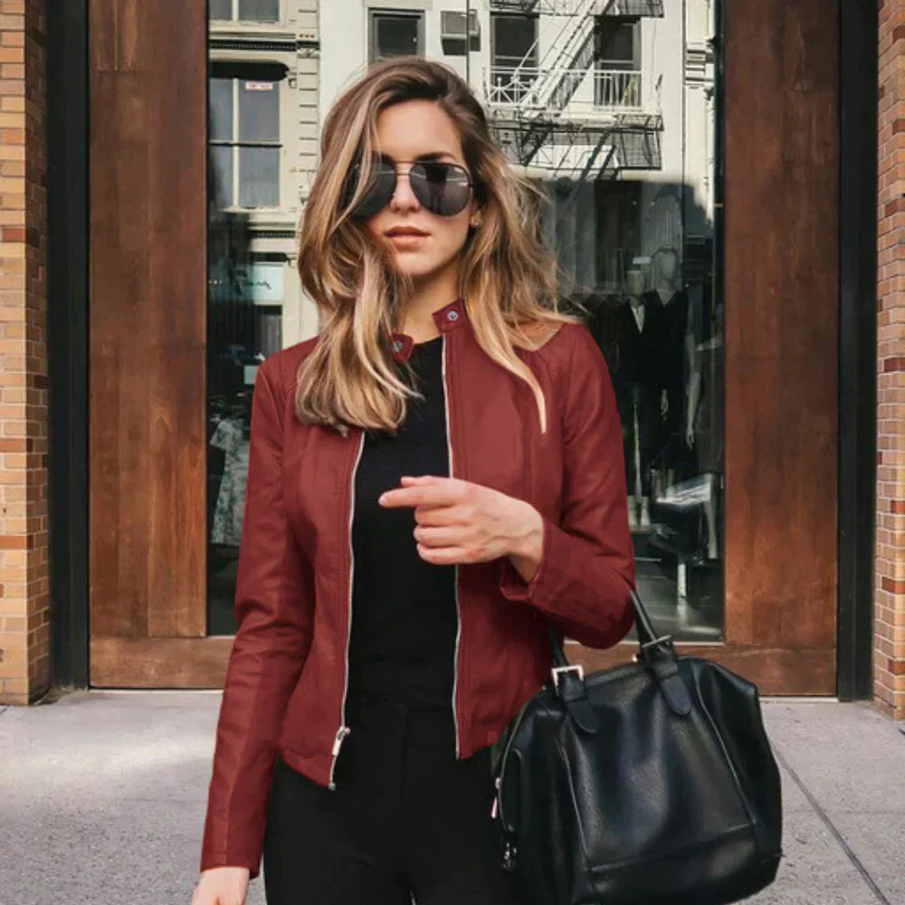 Elegante Italienische Lederbikerjacke