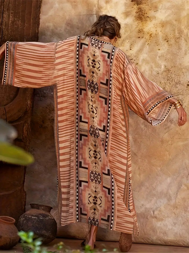 Boho Kimono in Plusgröße mit Bindegürtel