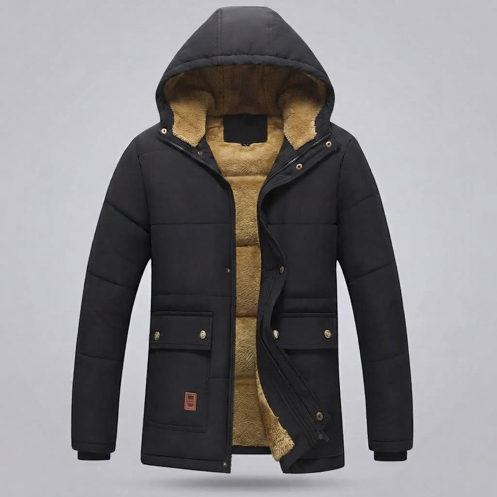 Herren Parka mit Kapuze und Fleece-Futter aus Teddy und thermischer Isolierung Shop nory
