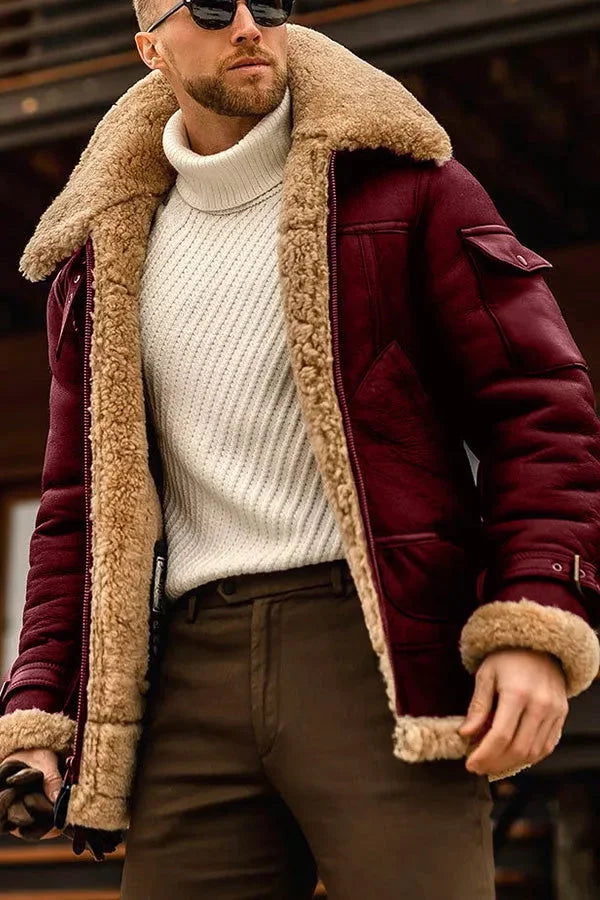 Camel Stilvolle Fliegende Lederjacke für Männer