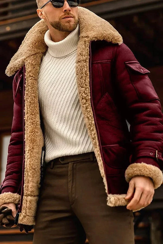 Camel Stilvolle Fliegende Lederjacke für Männer