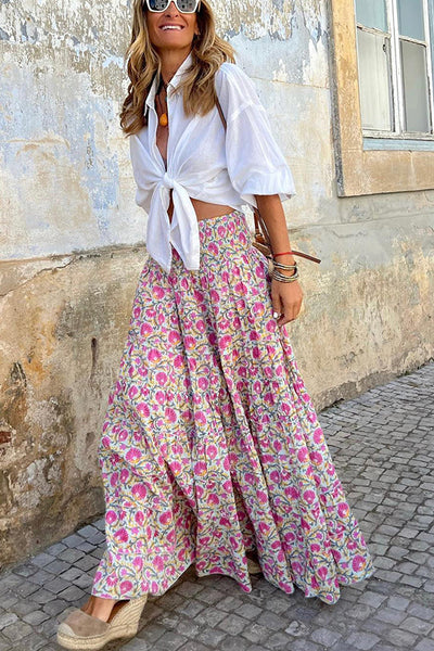 Sommer Lange Röcke Boho Print