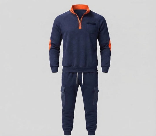 Herren Cargo Jogger Set mit Halb-Zip Sweatshirt, elastischem Taillenband und Klappentaschen Shop Nory