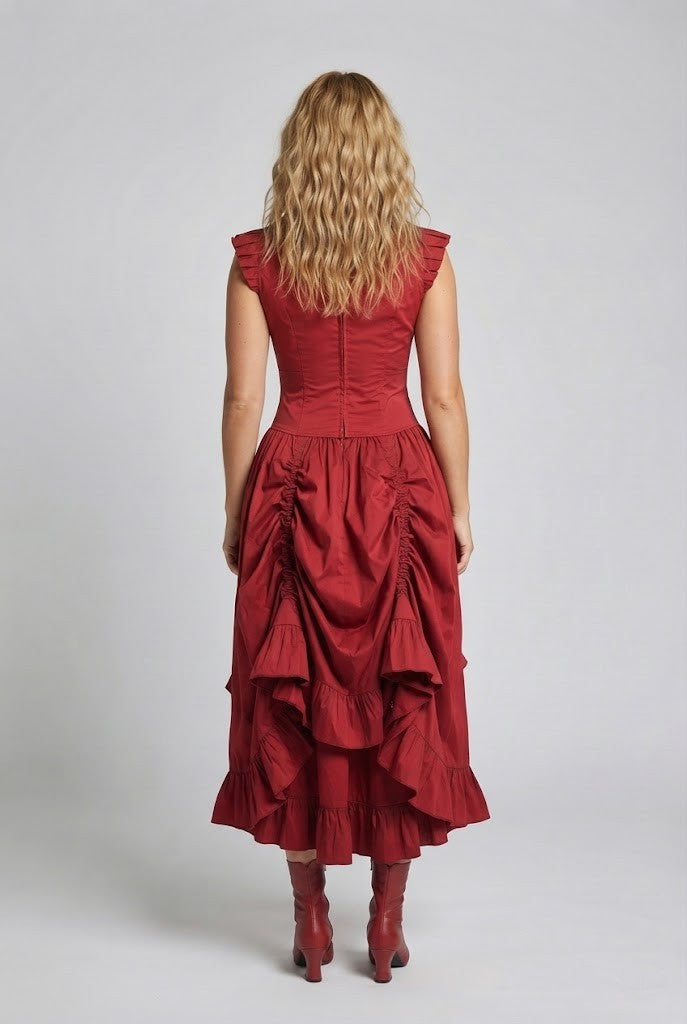 Damen romantisches Kleid mit Rüschendetails und eleganter Schnürung Shop Nory