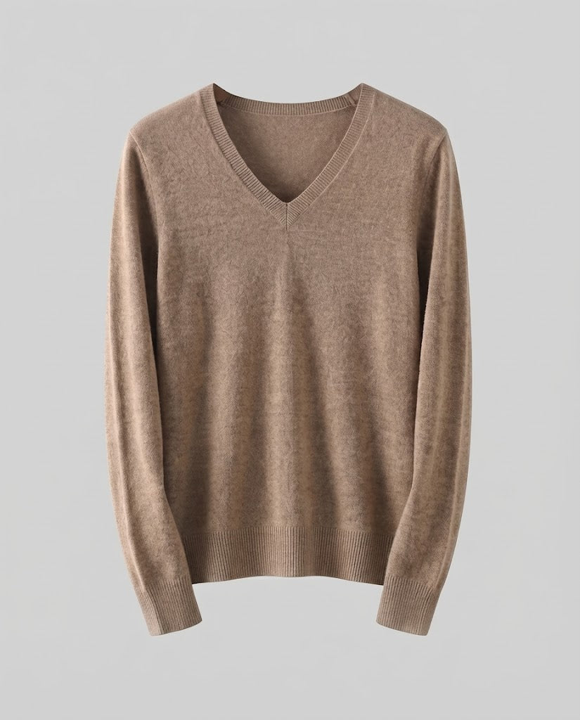 Damen Feinstrick V‑Ausschnittpullover in Kaschmir‑Optik mit schmaler Silhouette Shop Nory
