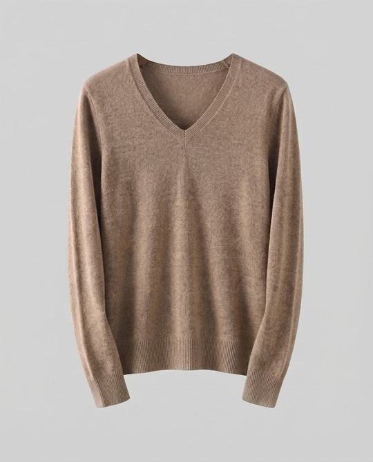 Damen Feinstrick V‑Ausschnittpullover in Kaschmir‑Optik mit schmaler Silhouette Shop Nory
