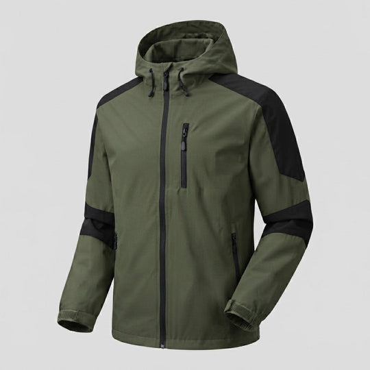 Leichte wasserabweisende Kapuzen-Softshelljacke für Herren mit Kontraststreifen und Brustreißverschluss Shop nory