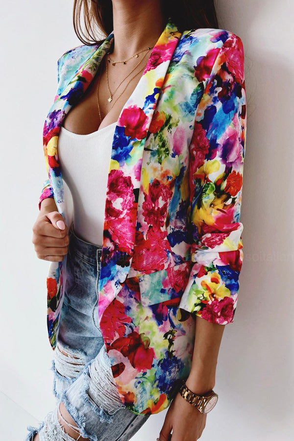 Freie und Echte Florale Revers Freizeitanzug Blazer