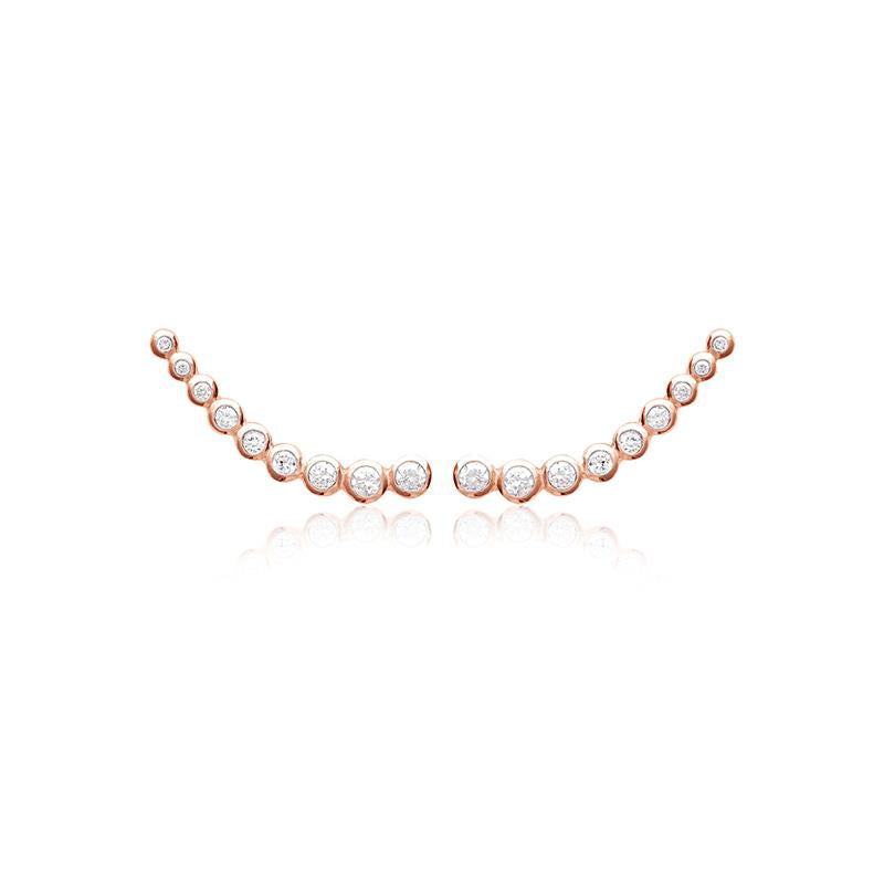 Ohrklemme mit Zirkonia Rosévergoldet - Ear Climber - Ohrschieber | Shop Nory