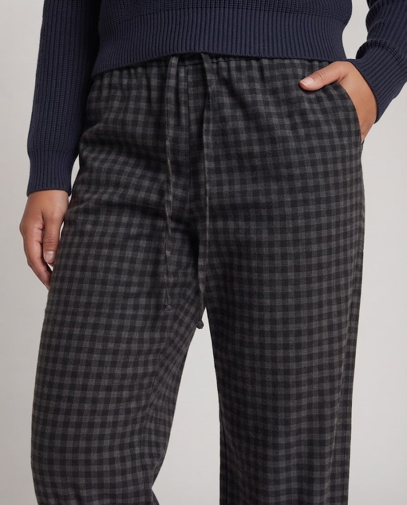 Damen Hochtaillierte weite Karomuster-Hose mit Tunnelzug und relaxed‑Fit Shop Nory