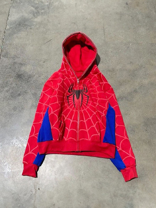Gothic Dark Spider Print Oversized Hoodie