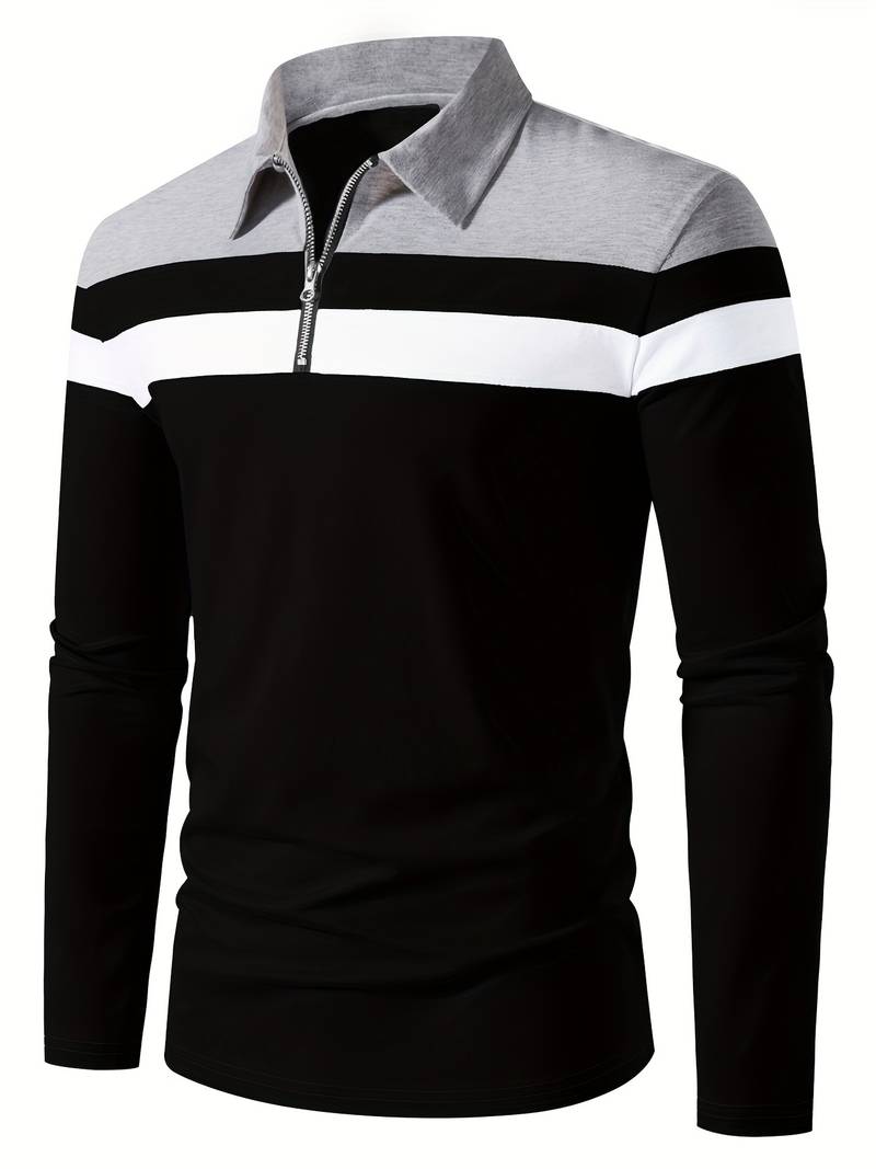 langärmliges poloshirt mit reißverschluss