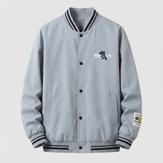 Herren Leichte College Bomberjacke mit Gestreiften Rippbündchen und Druckknopfblende Shop nory