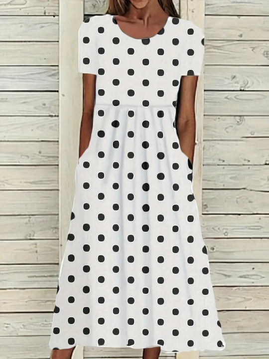 Midikleid mit polka dots für frühling/sommer