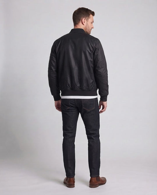 Herren leichter Nylon-Flightbomber mit Ärmeltasche, doppeltem Reißverschluss und gerippten Bündchen Shop Nory