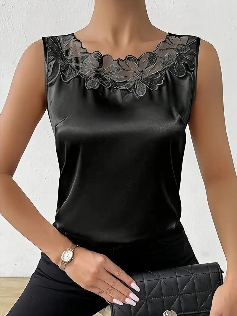 Shopnory | Satin Bluse mit Blumendetail für Damen
