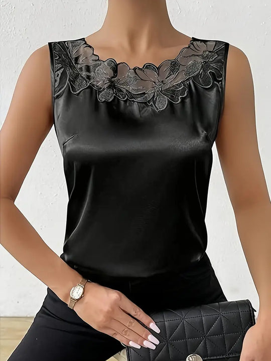 Shopnory | Satin Bluse mit Blumendetail für Damen