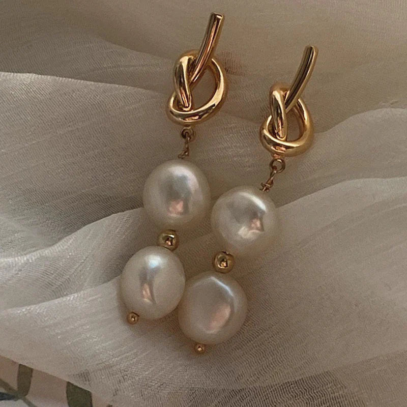 Elegante Hakenform Perlen Tropfen Ohrringe | Shop Nory