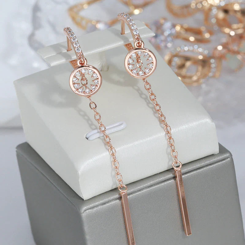 Lange Quaste Hohl Anhänger Zirkon Ohrringe | Shop Nory