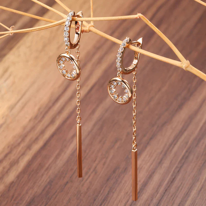 Lange Quaste Hohl Anhänger Zirkon Ohrringe | Shop Nory