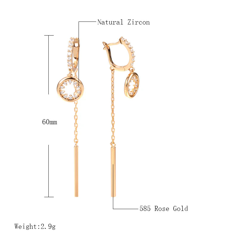 Lange Quaste Hohl Anhänger Zirkon Ohrringe | Shop Nory