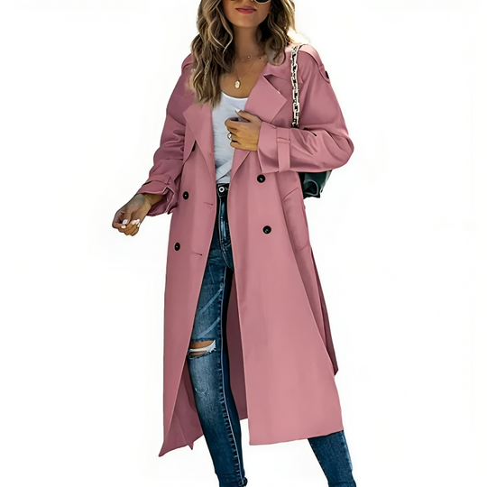 Eleganter Damen-Trenchcoat mit Revers und Gürtel