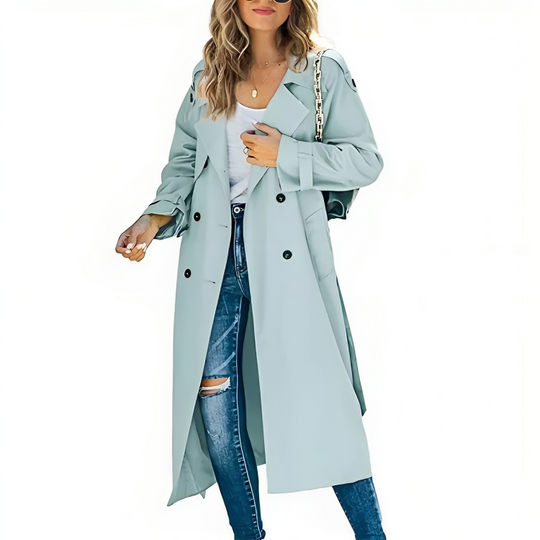 Eleganter Damen-Trenchcoat mit Revers und Gürtel