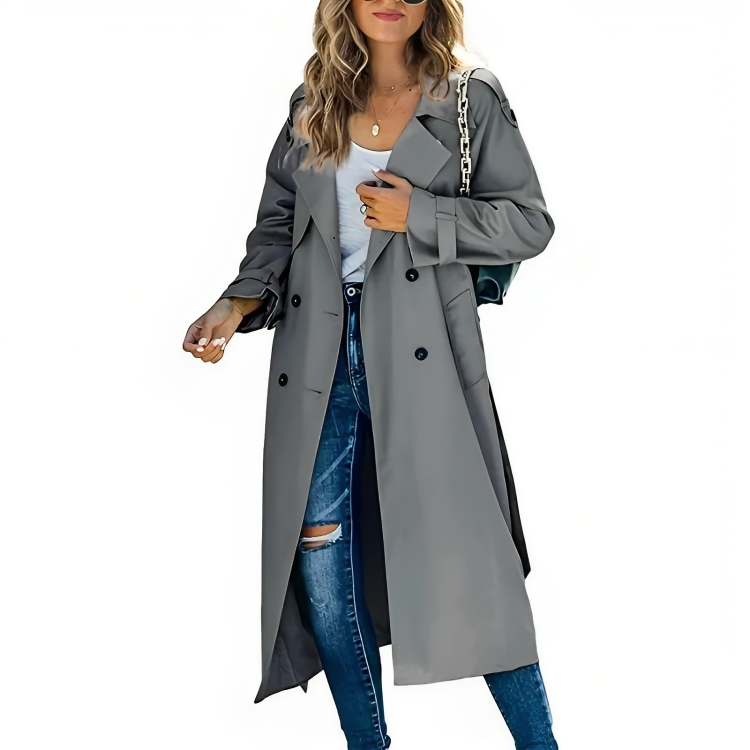 Eleganter Damen-Trenchcoat mit Revers und Gürtel