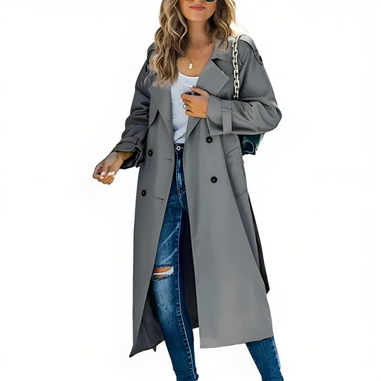 Eleganter Damen-Trenchcoat mit Revers und Gürtel