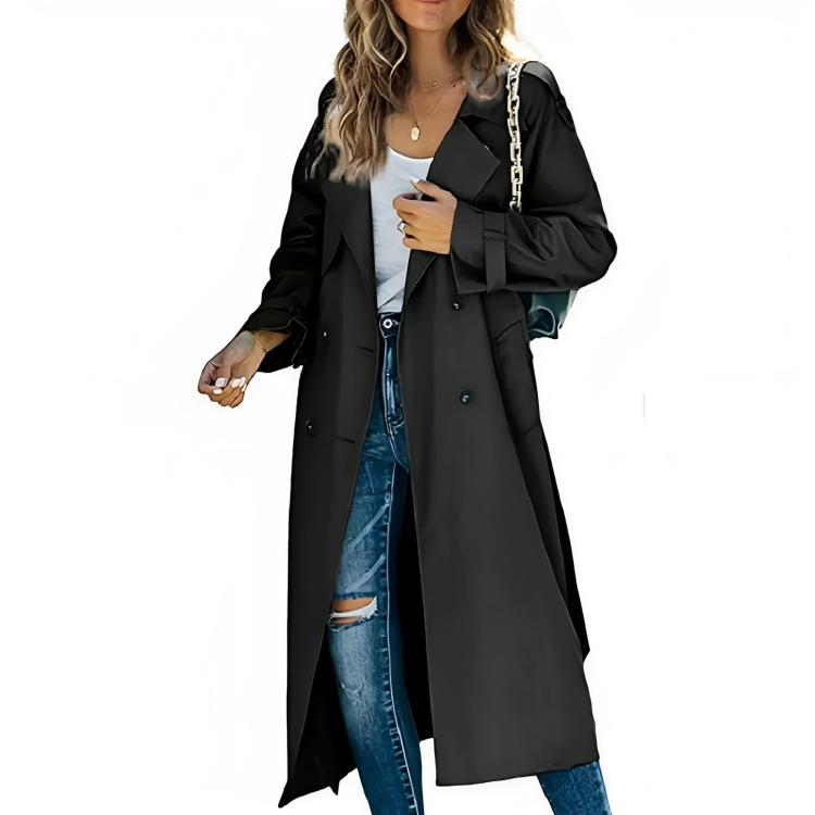 Eleganter Damen-Trenchcoat mit Revers und Gürtel