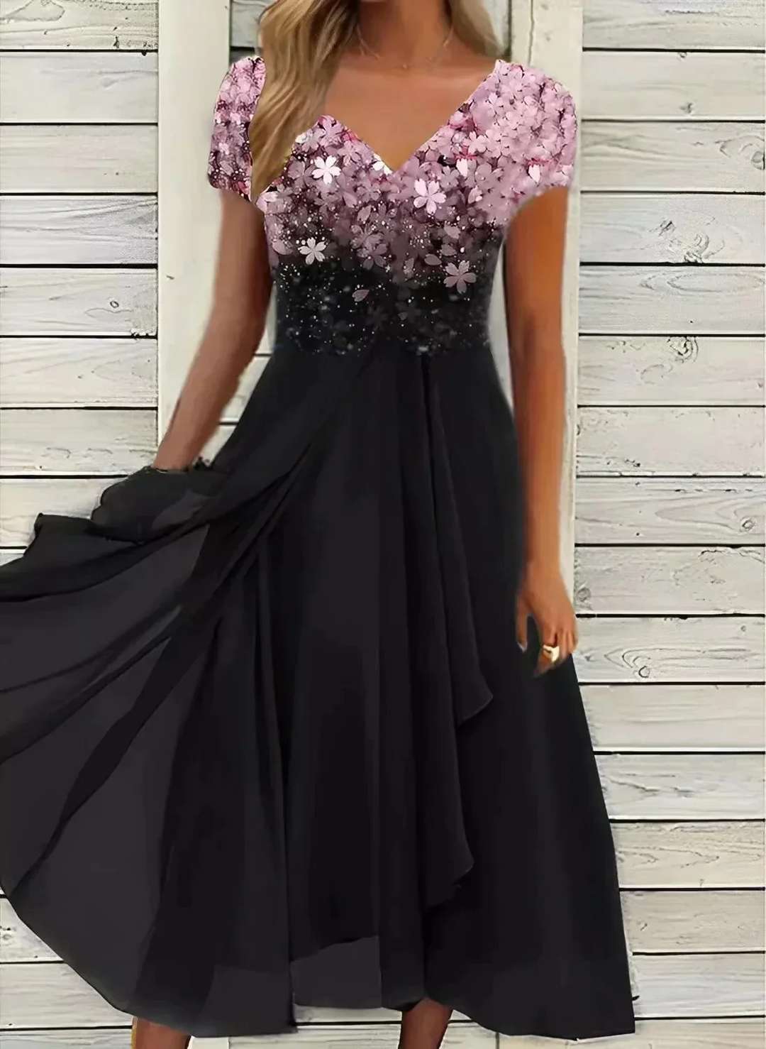 Damen Elegante V-Ausschnitt Kleid Abendkleid