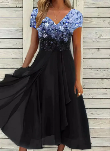 Damen Elegante V-Ausschnitt Kleid Abendkleid
