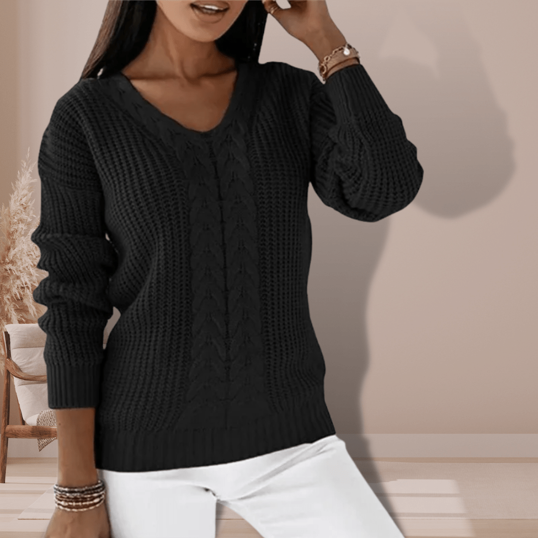 Kabelpullover mit V-Ausschnitt