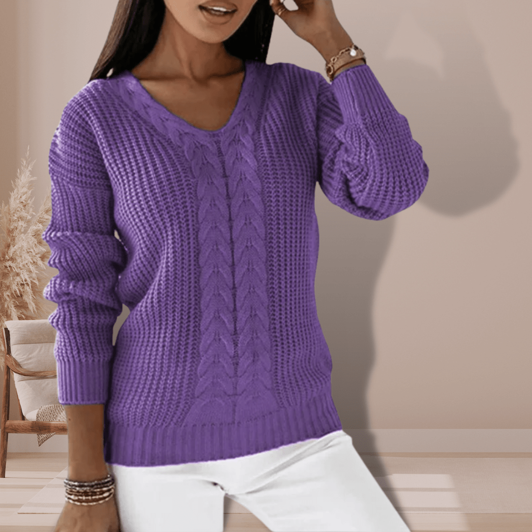 Kabelpullover mit V-Ausschnitt