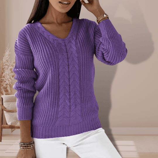Kabelpullover mit V-Ausschnitt