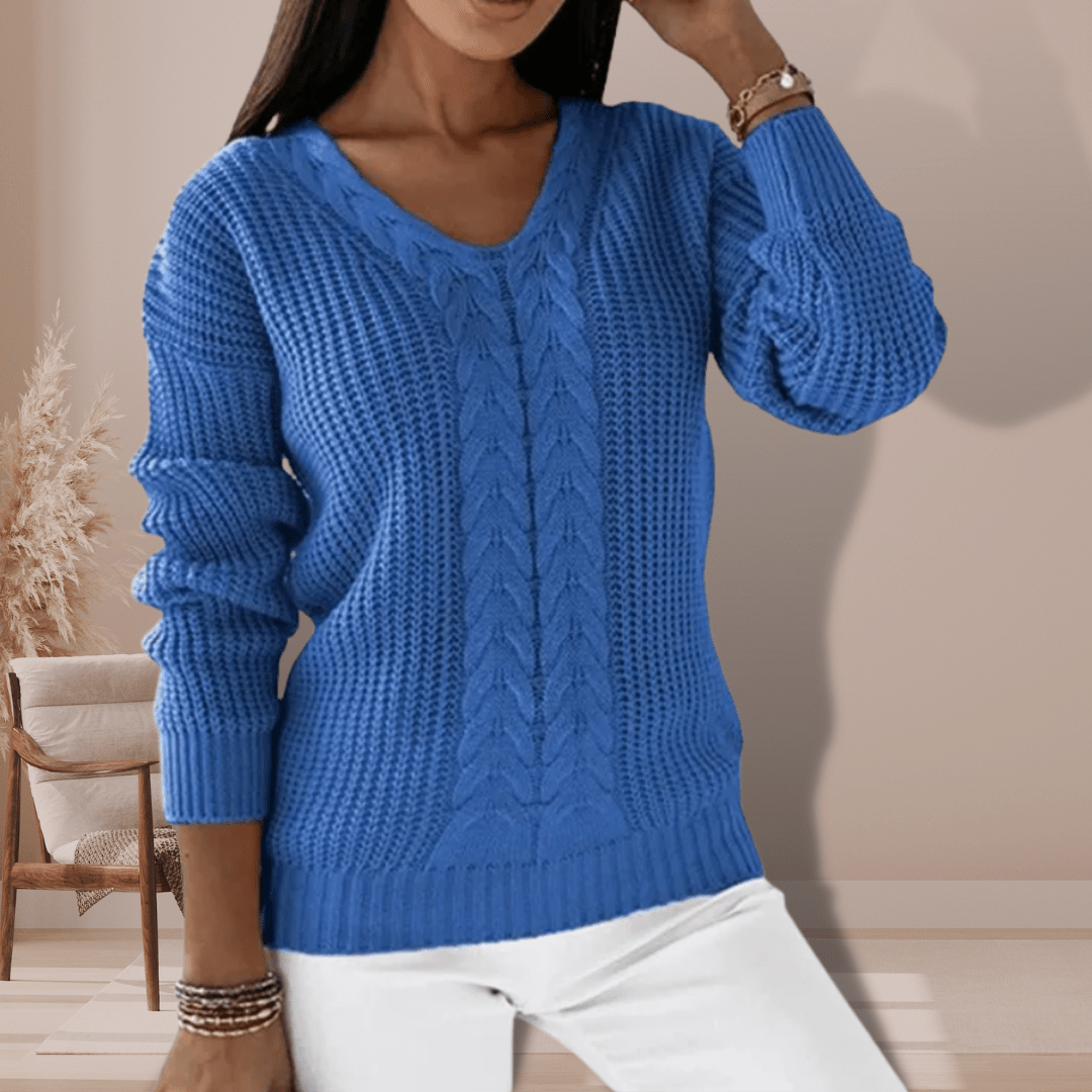 Kabelpullover mit V-Ausschnitt