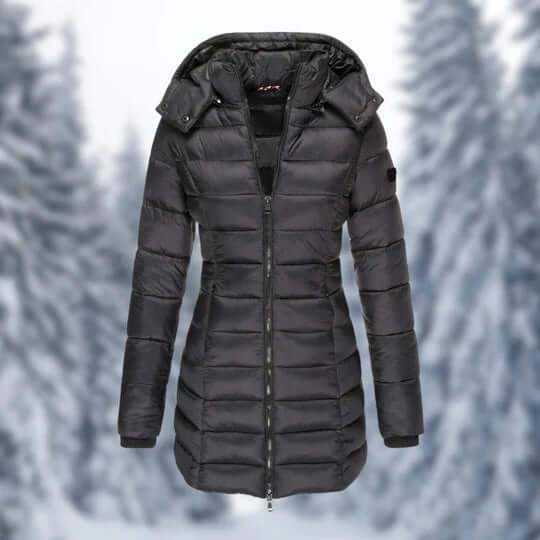 Damen Mittellanger Wintermantel mit Abnehmbarem Kapuze