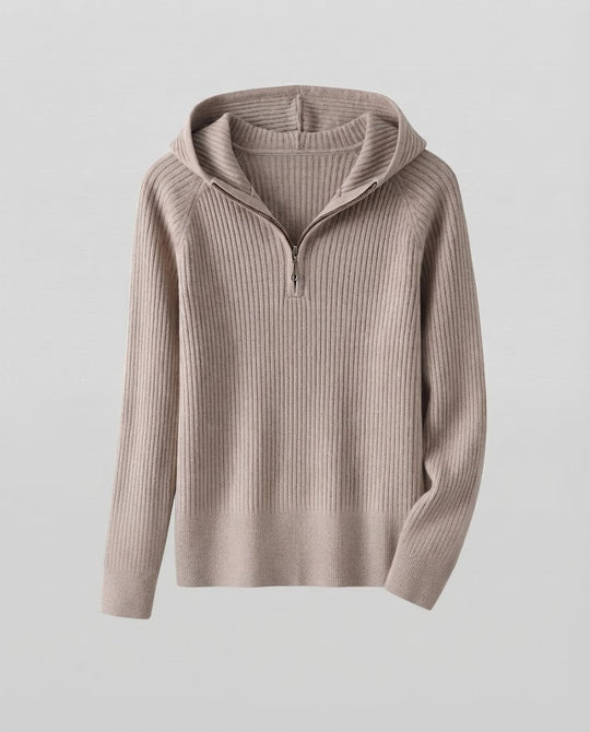 Damen Kaschmir-Optik Feinstrick-Pullover mit halbem Reißverschluss und feiner Rippenstruktur Shop Nory