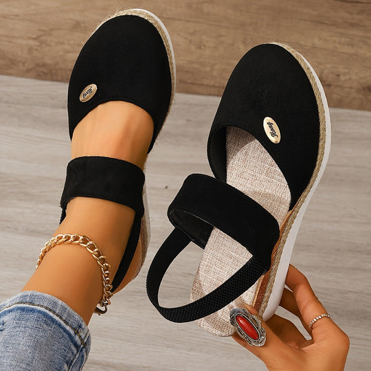 Damen Sandalen Auf Plattform: Rutschfest, Geschlossene Zehe, Elastischer Riemen