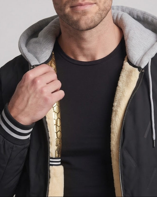 Herren Wärmeisolierte Bomberjacke mit Kunstfellkragen Shop Nory