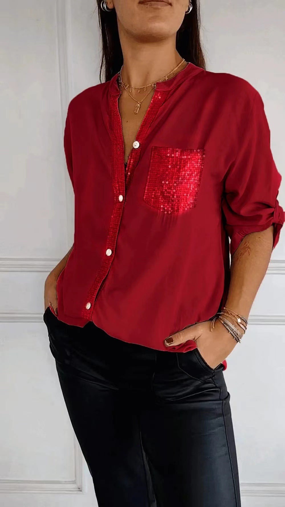 Glitzerbluse Mit Paillettentasche