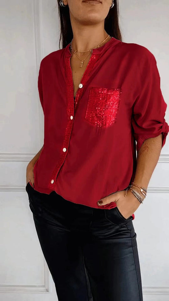 Glitzerbluse Mit Paillettentasche