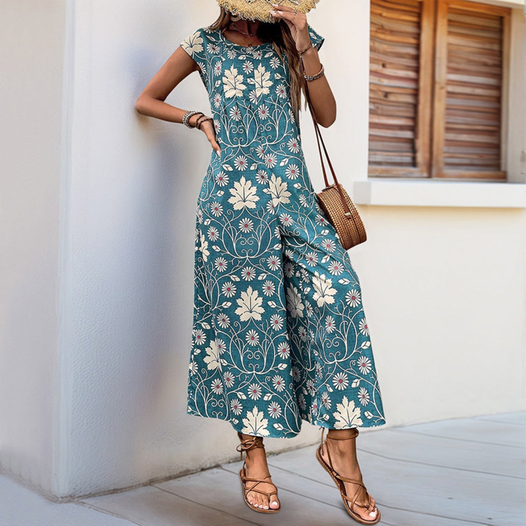 Lockerer Jumpsuit mit Blumendruck