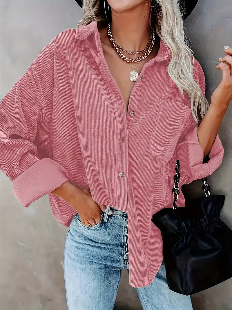 Cordhemd Langarm Bluse für Frauen