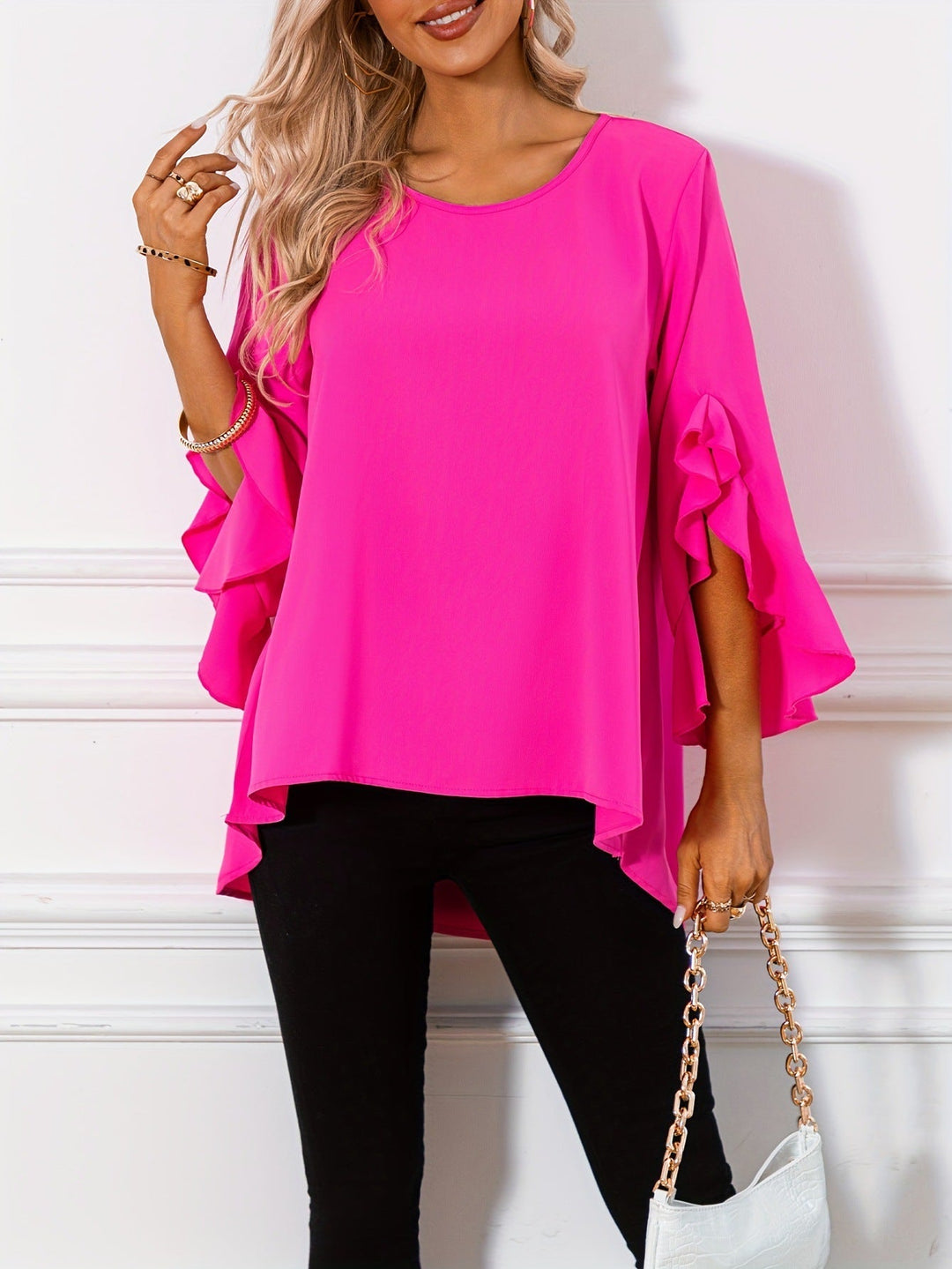 Bluse mit Rundhalsausschnitt für Den Frühling