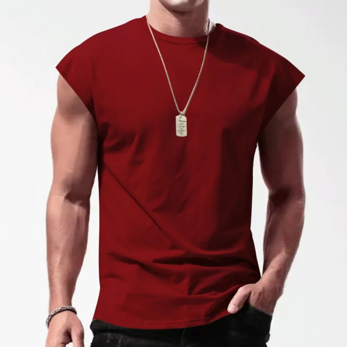Einfarbiges Weste-T-Shirt