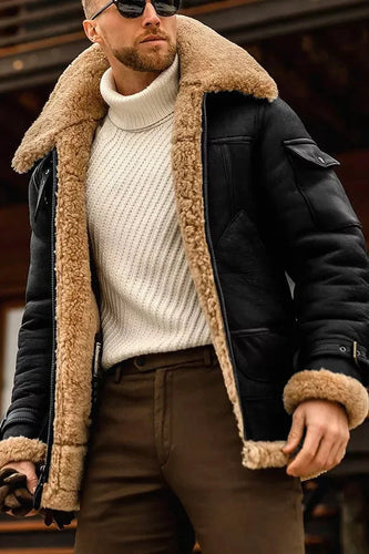Camel Stilvolle Fliegende Lederjacke für Männer