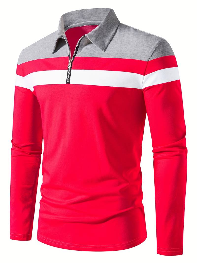 langärmliges poloshirt mit reißverschluss