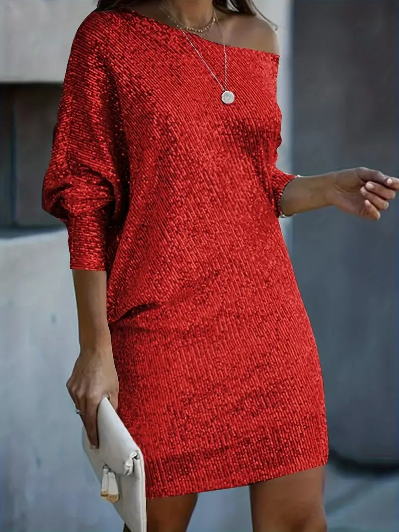 Glamouröse Pailletten Mini Festkleid