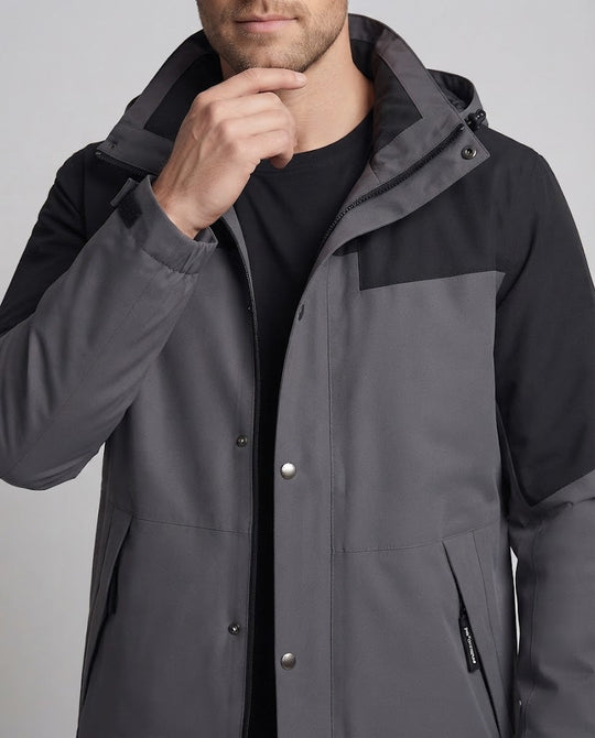 Herren Zwei-in-eins Winterjacke mit abnehmbarer Kapuze und gesteppter Daunen-Innenjacke Shop Nory